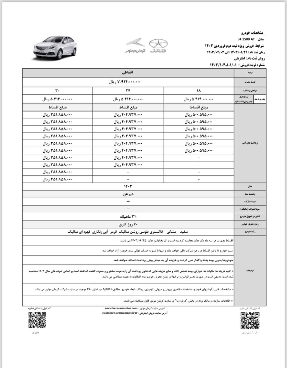 شرایط فروش اقساطی سه محصول کرمان موتور اعلام شد